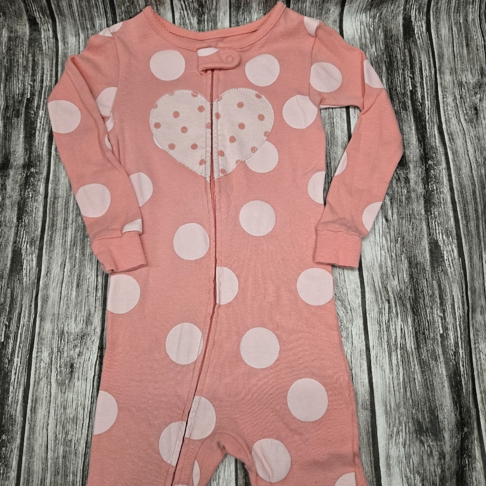 Carters pink heart zip up pajamas